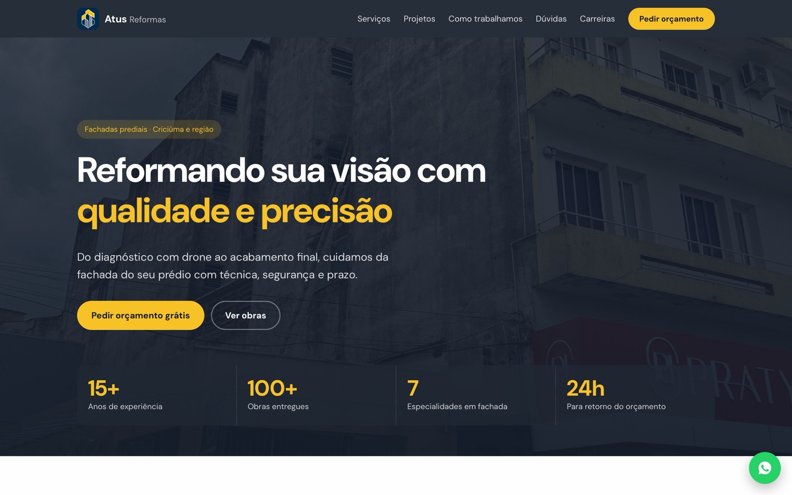 Site da Atus Reformas